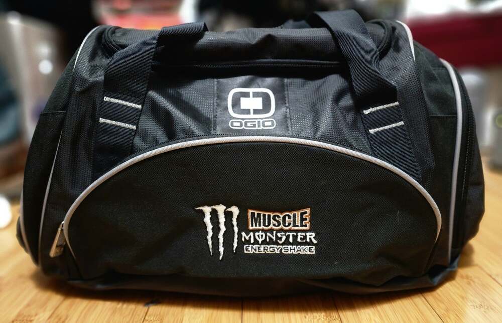 OGIO Crunch Black Nylon Duffle Bag Large Gym Travel Muscle Monster Energy Logo